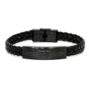 1. Bonus Son Inspirational Engraved Braided Leather Bracelet - A Reminder of Love and Belief for Your Bonus Sons Graduation and Holidays