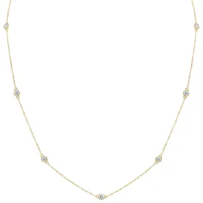 1 Carat Tw Bezel Set Diamond Station Necklace In 14K Yellow Gold