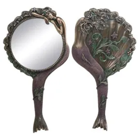 10.75" Bronze Mermaid Hand Mirror