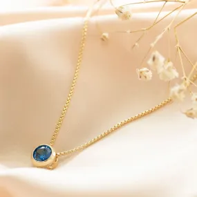 14K Gold Plated Blue Cz Pendant Necklace