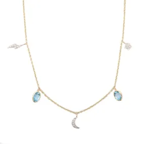 18K Yellow Gold Blue Topaz Necklace