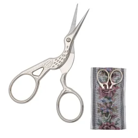 1928 Jewelry Crane Bird Designed Scissors With Pouch