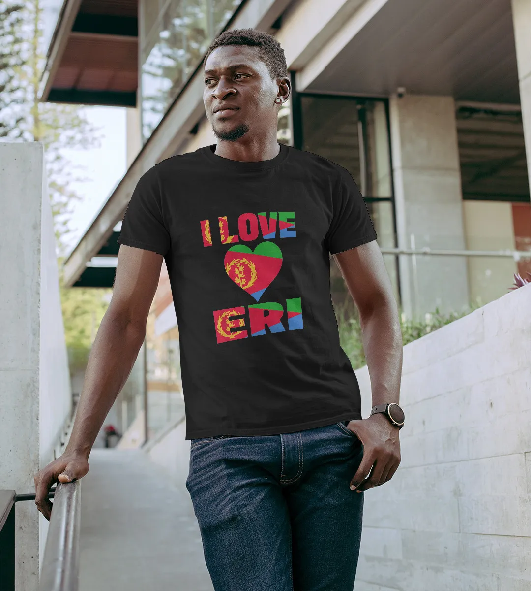 1sttheworld T-Shirt - Flag In A Heart Eritrea Pride T-Shirt Black A35