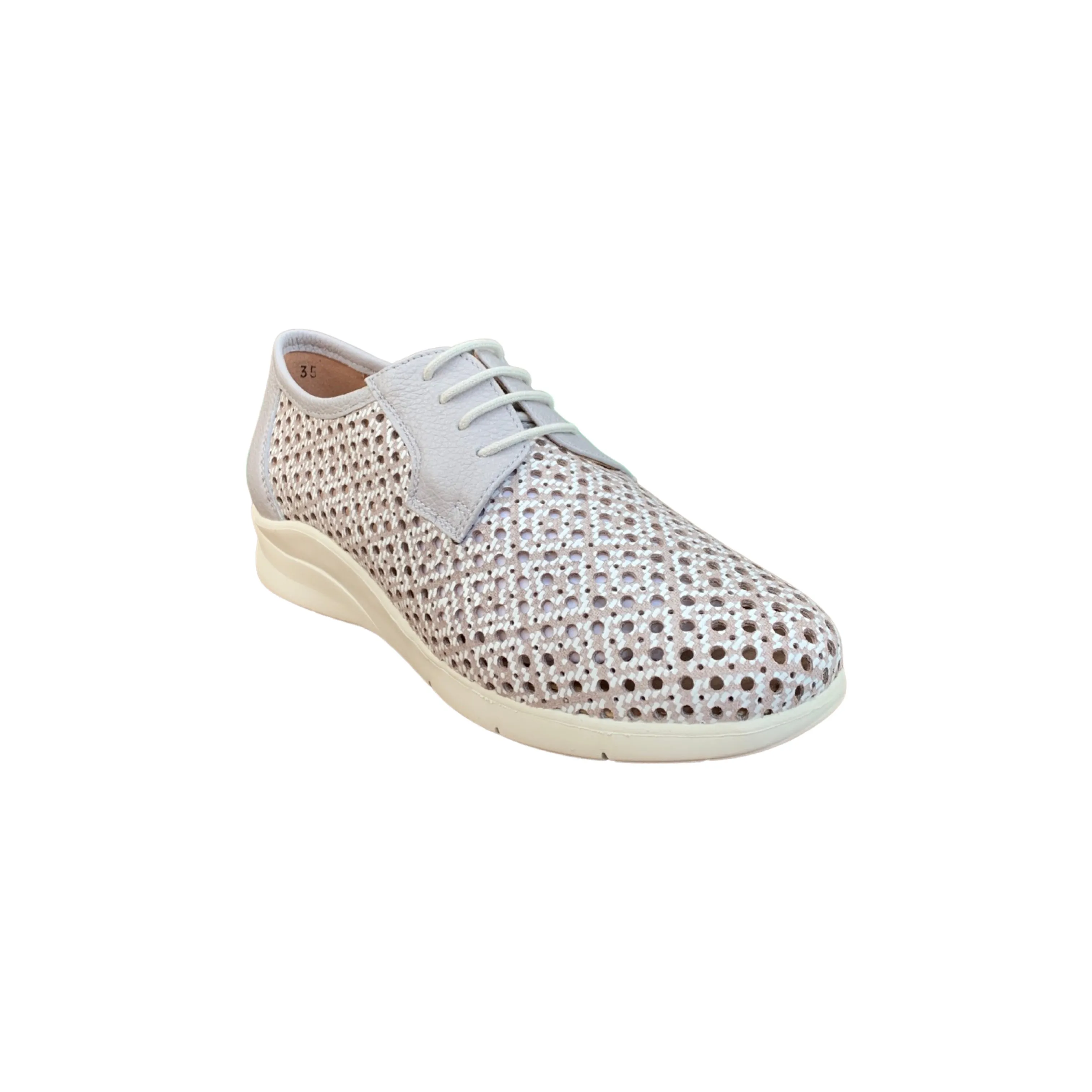 220615 Woven Look Neutral Lace Up