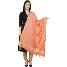 A R Silk Golden Border Regular Dupatta Color Peach Dupatta or Chunni