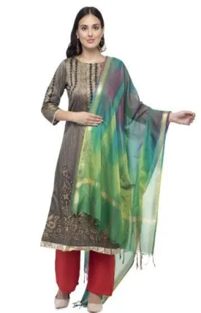 A R Silk Women's Soft Silk Multi Dye Multi Rainbow Regular Dupatta