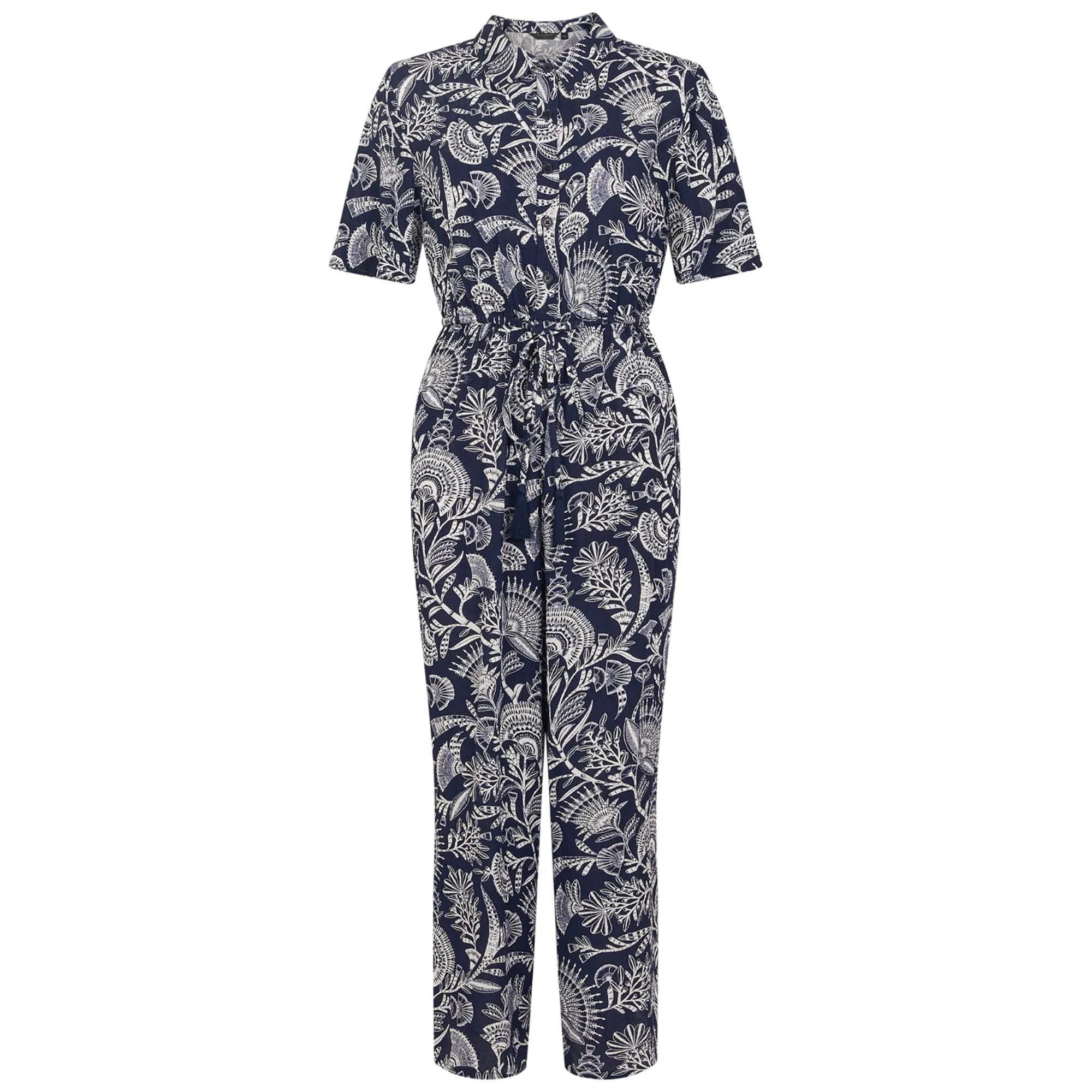 Accessorize London Women's Navy Blue Fan Print Jumpsuit Medium