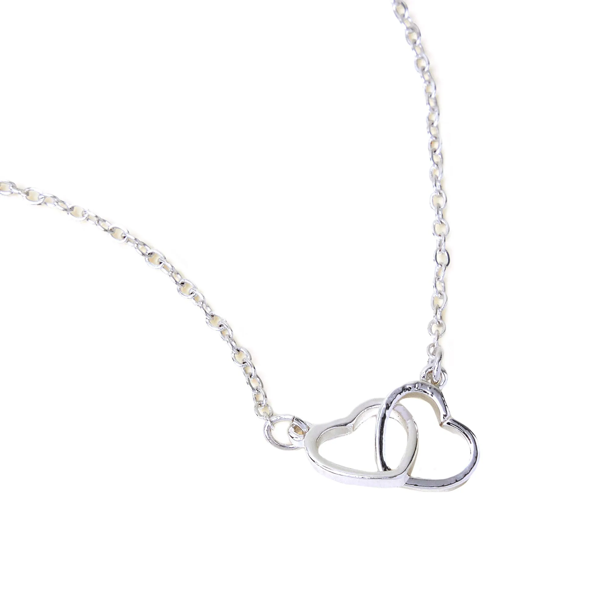 Accessorize London Women's Silver Heart Links Pendant Necklace