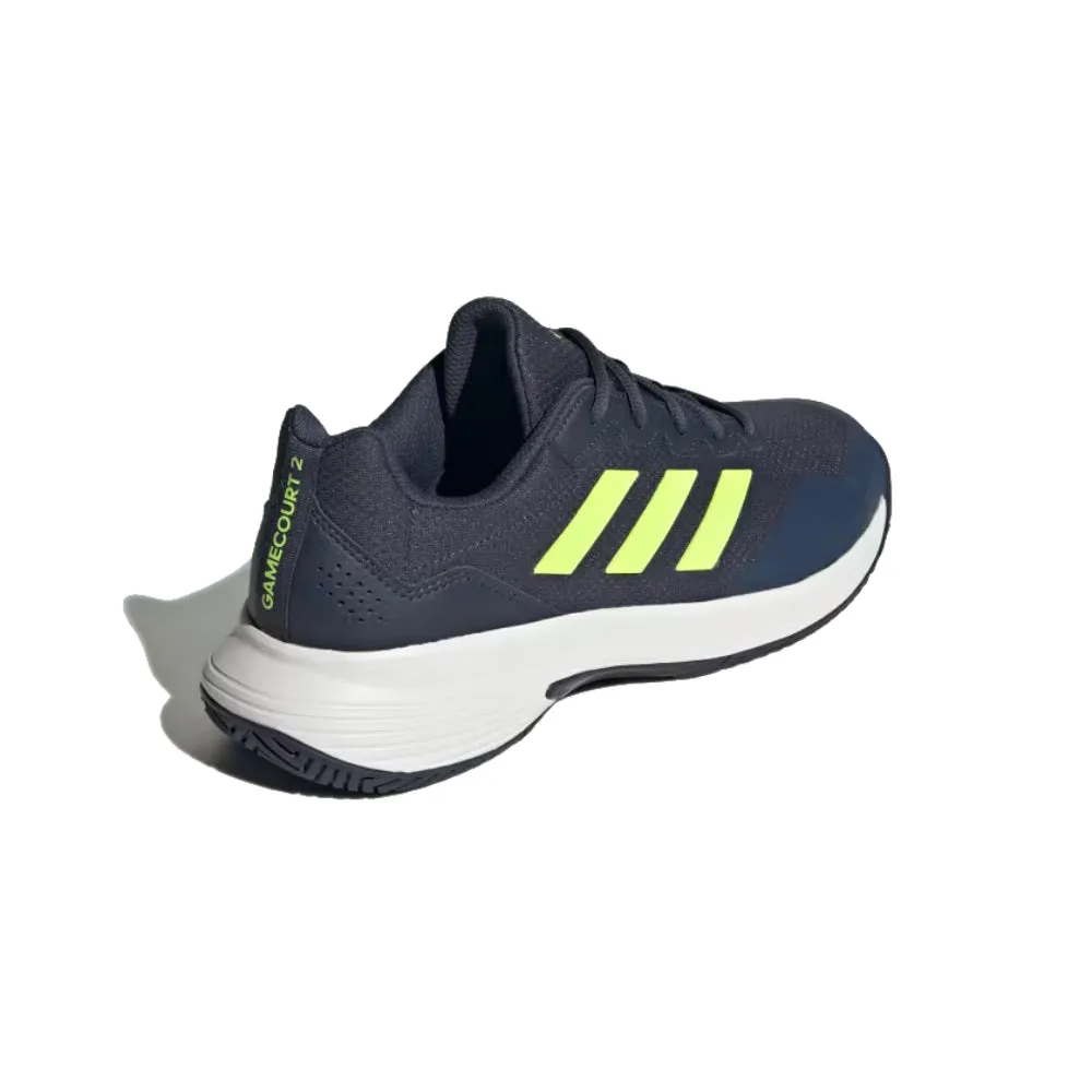 Adidas Men's Game Court 2 Tennis Shoe (Shadow Navy/Lucid Lemon/Core White)