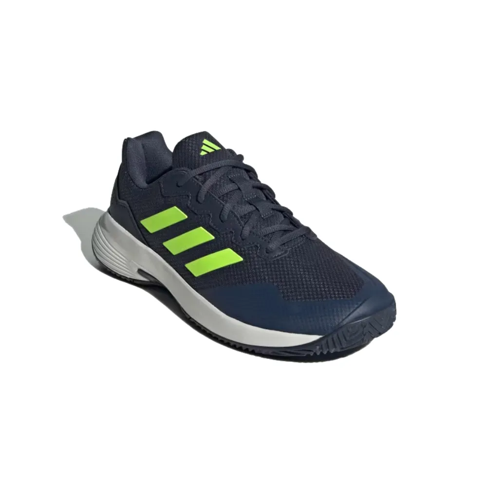 Adidas Men's Game Court 2 Tennis Shoe (Shadow Navy/Lucid Lemon/Core White)