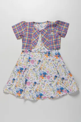 Adorable Girls Checkered Top and Floral Frock Set