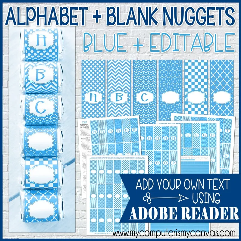 Alphabet   BLANK Nugget Wrappers {BLUE} PRINTABLE