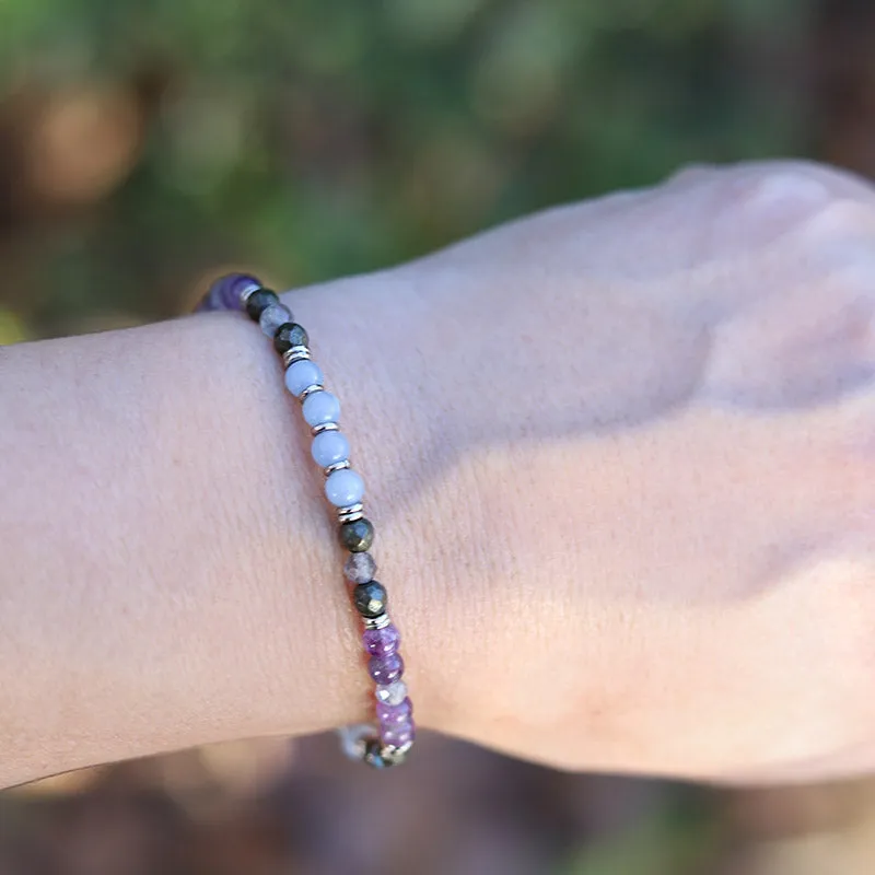 Angelite and Amethyst Delicate Bracelet