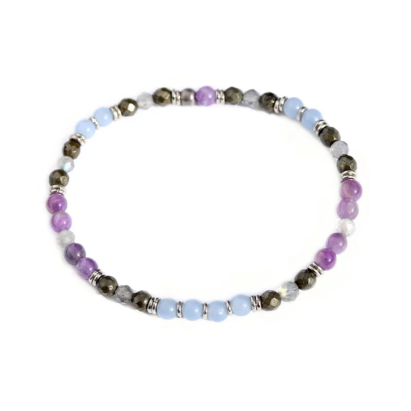 Angelite and Amethyst Delicate Bracelet