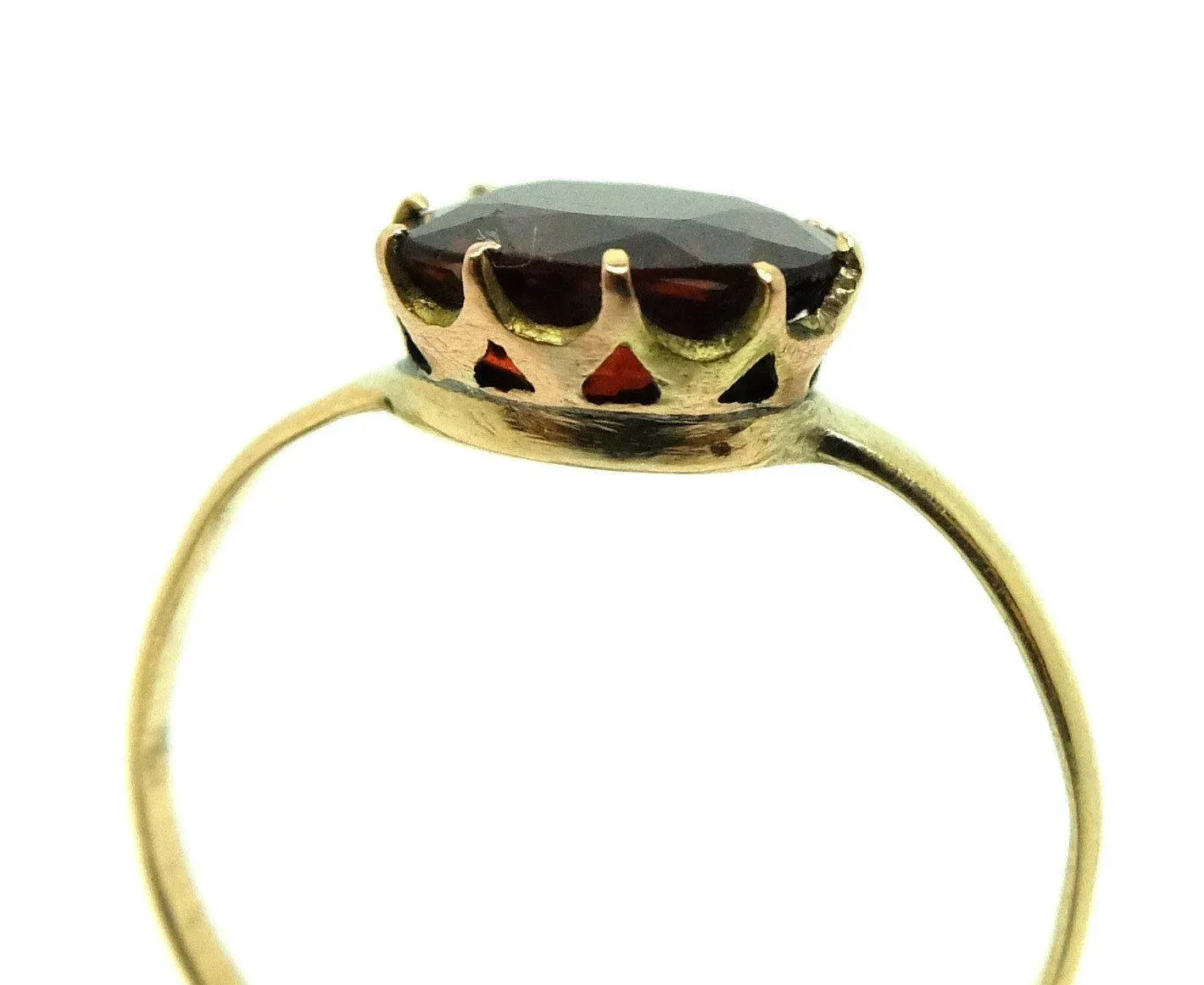 Antique Victorian Garnet 9ct Gold Ring (Size: N)