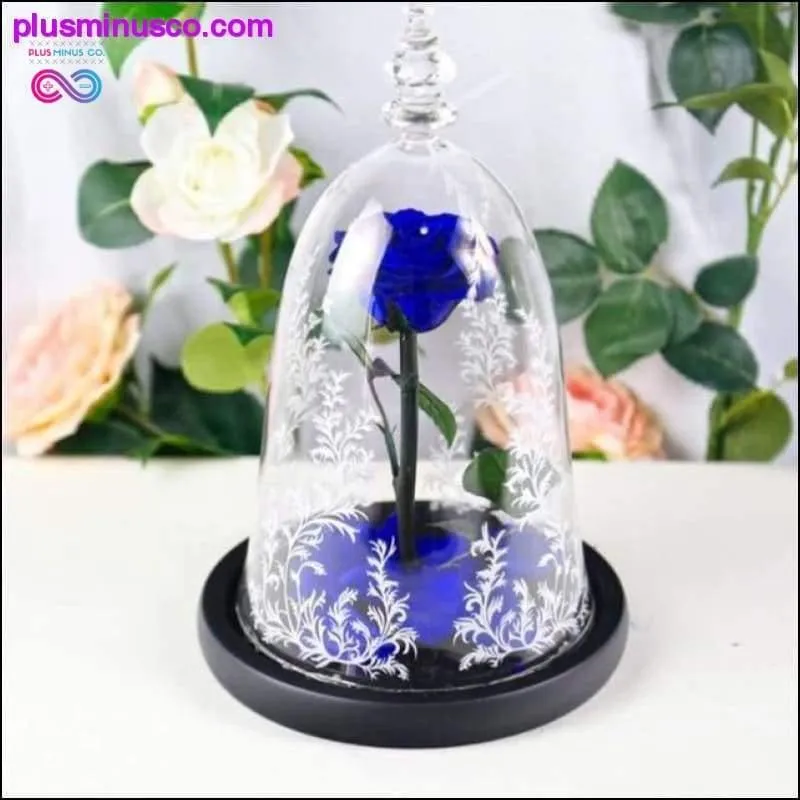 Beauty and the Beast Red Rose in a Glass Dome with LED Light