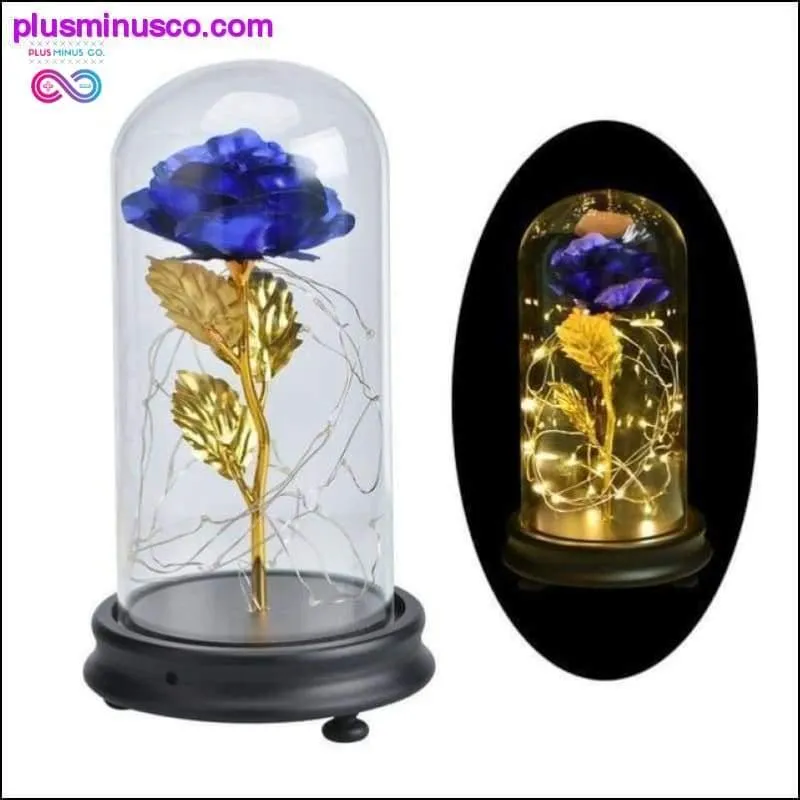 Beauty and the Beast Red Rose in a Glass Dome with LED Light