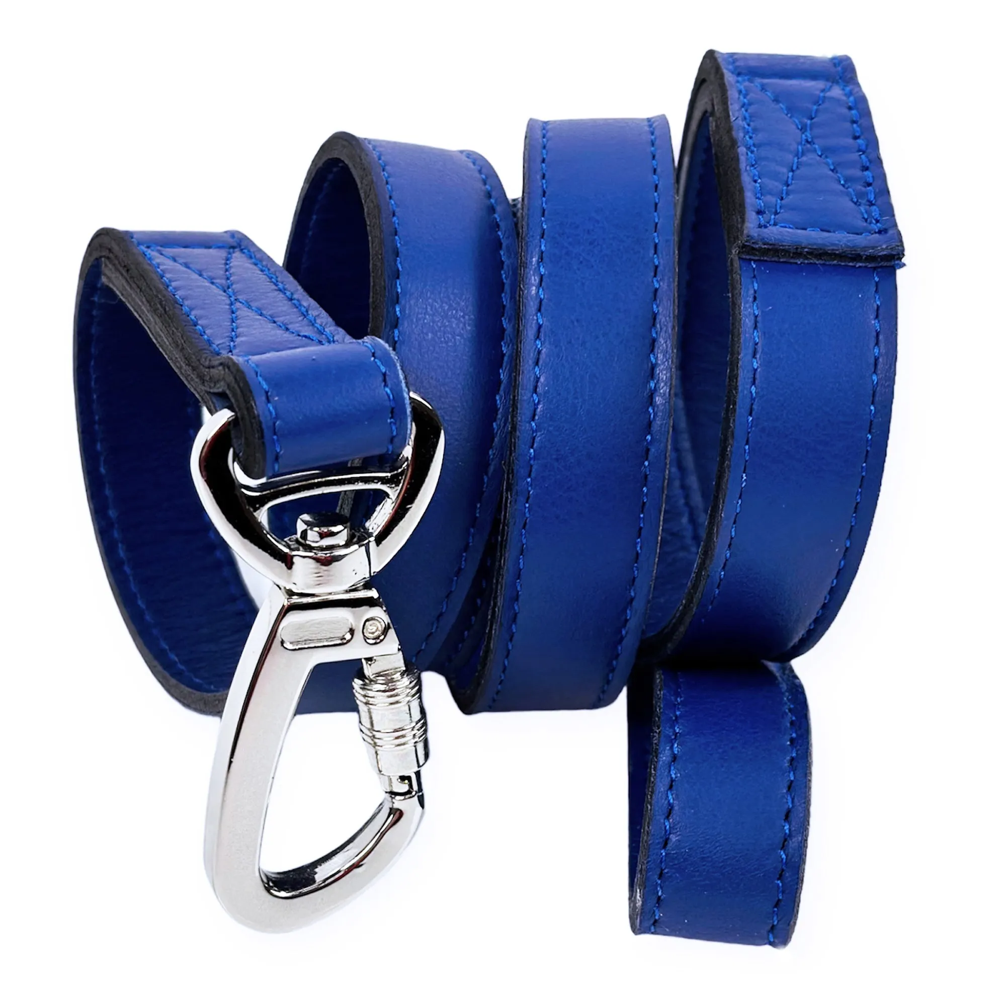 Belmont Dog Leash in Cobalt Blue & Nickel