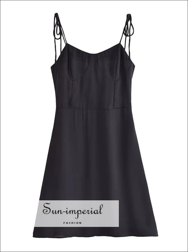 Black Chiffon A-line Sleeveless Mini Dress With Tie Strap Detail