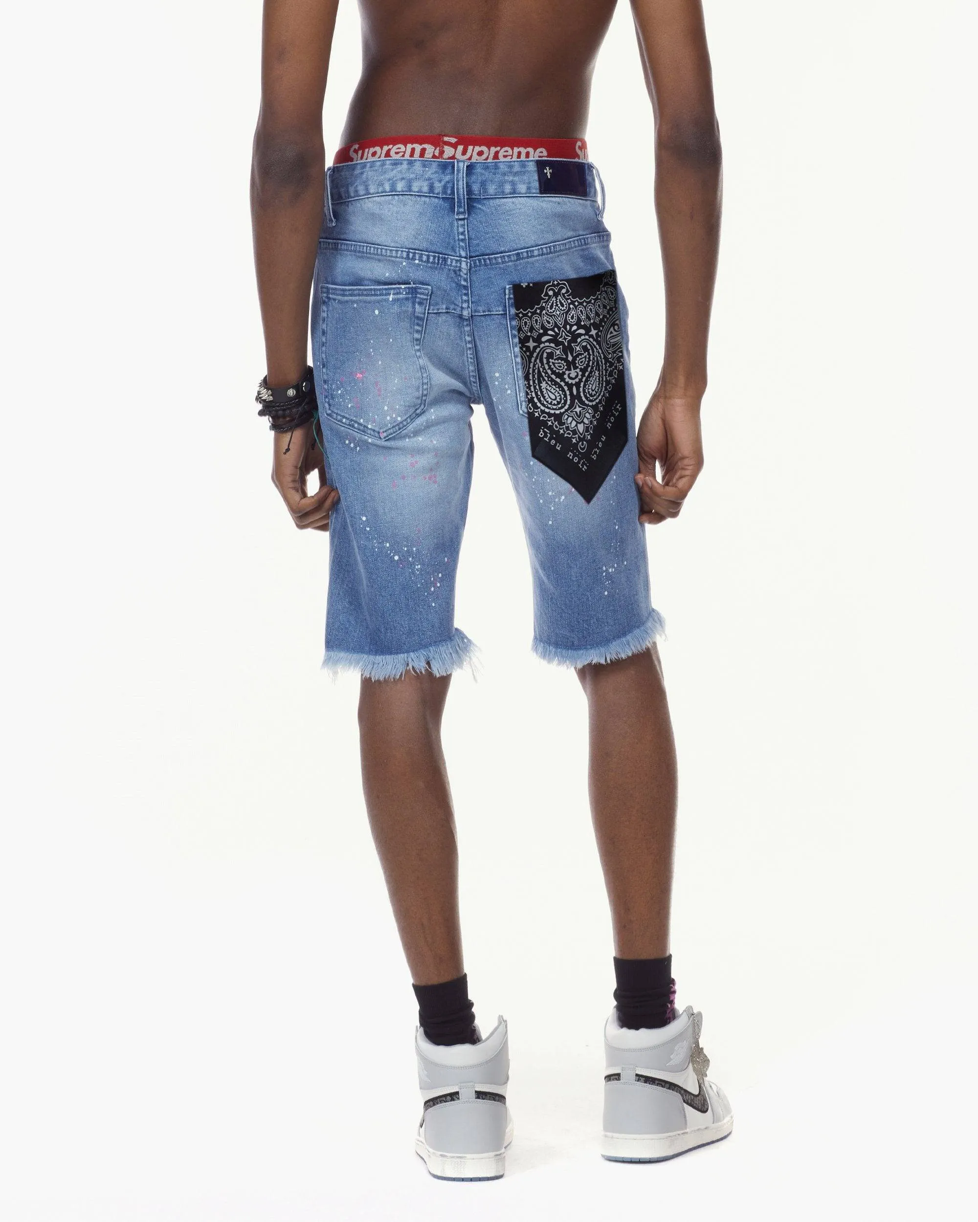 Bleunoir Patched Mending Jean Shorts - Turner Blue