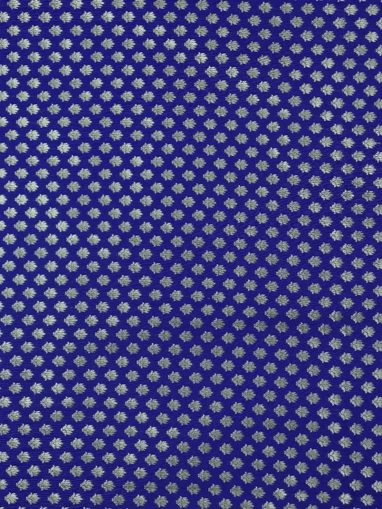 Blue Banarasi Silk Zari Booti Design Fabric ( 1 Mtr )