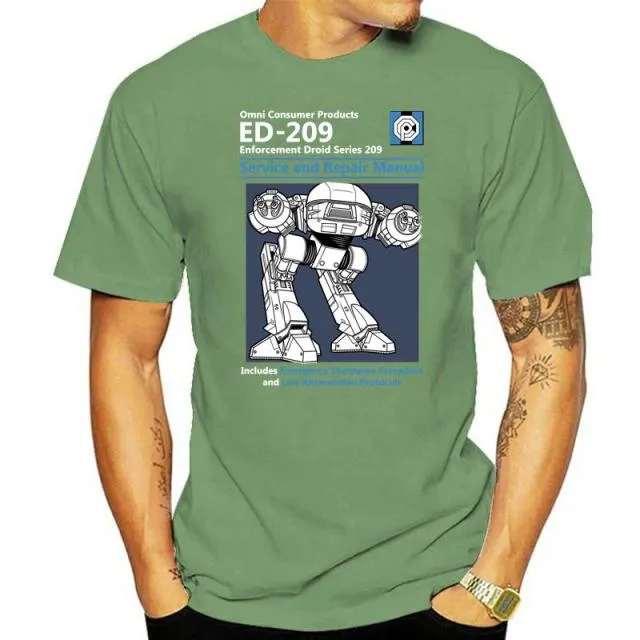 Blue Men T Shirt Summer Fashion Casual Tshirt Printing Robot ED 209 Men&#39;s Top Quality Full Cotton Clothing Mens Tee Shirt