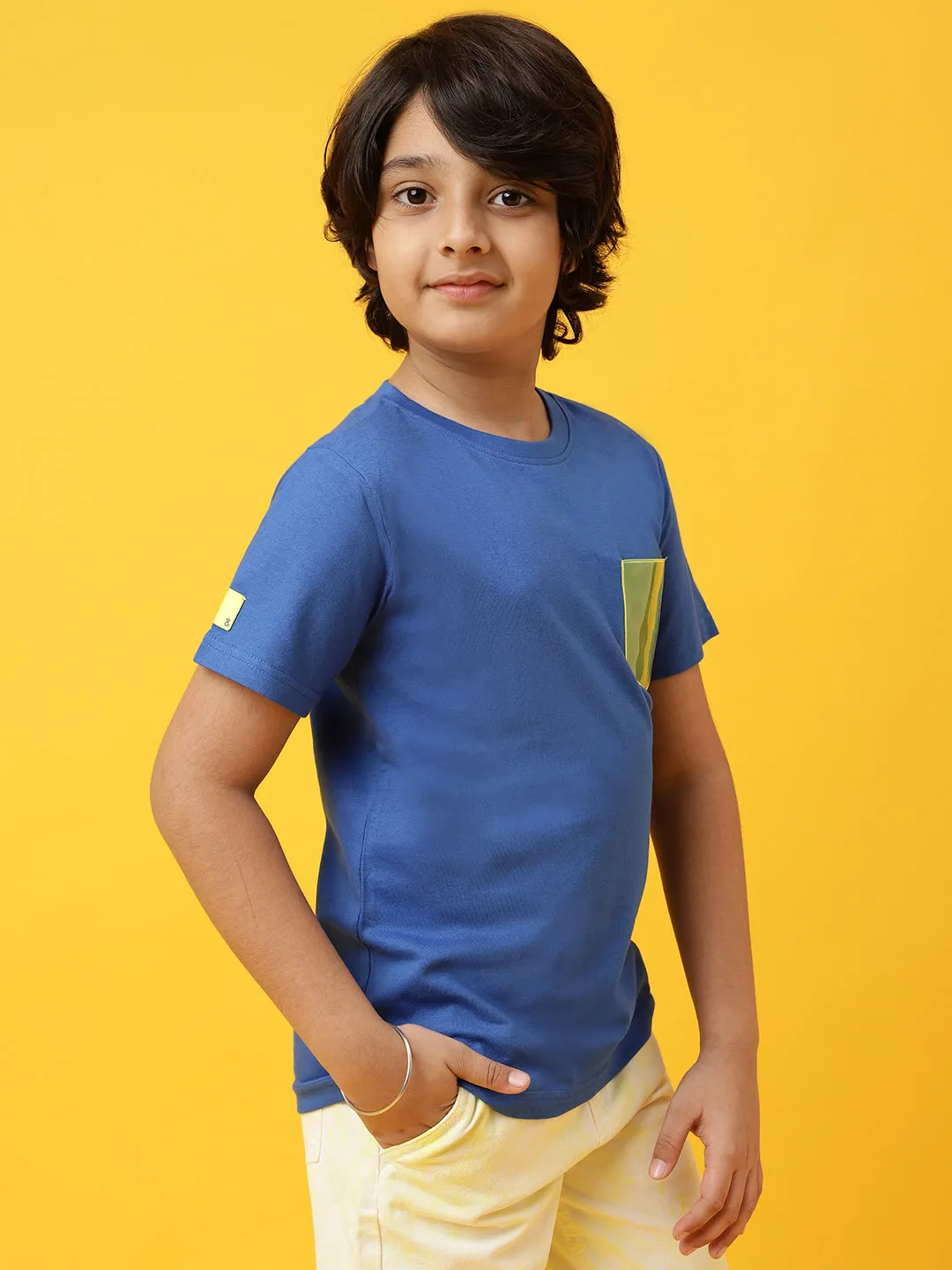 Boys Blue Cotton printed T shirt