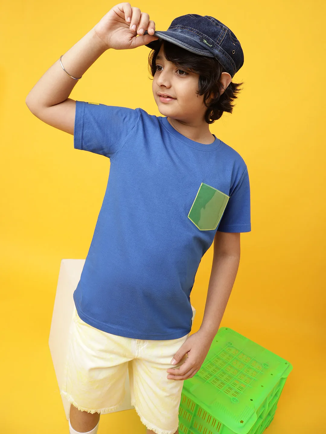 Boys Blue Cotton printed T shirt