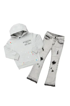 Boys Corbin Grey Hoodie/Stacked Flare Jean Set