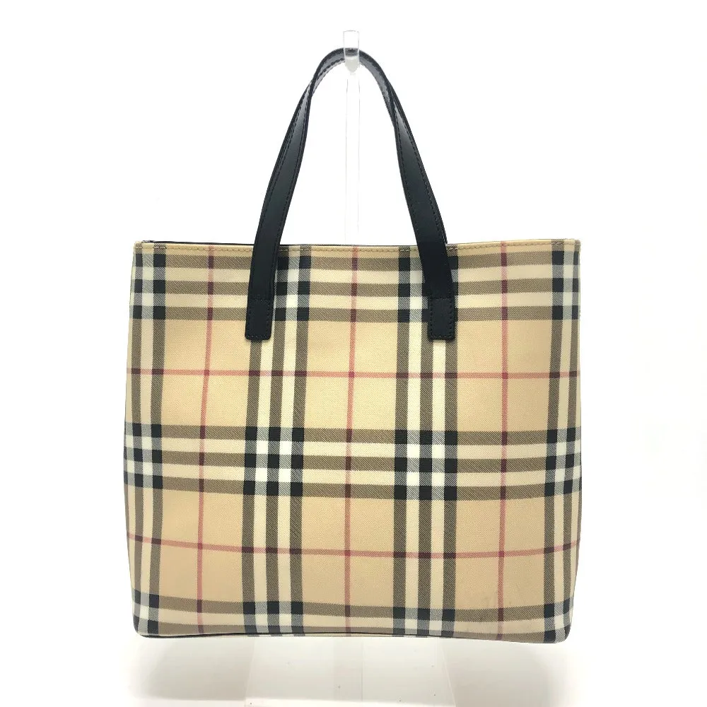 BURBERRY Tote Bag PVC / Leather beige check Women Used Authentic