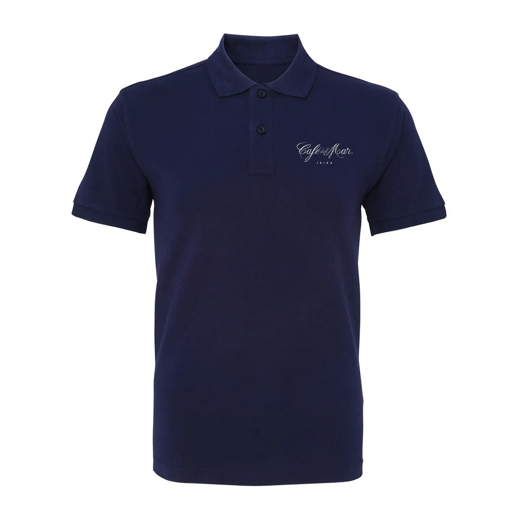 Café del Mar Ibiza White Embroidered Logo Men's Polo T-Shirt