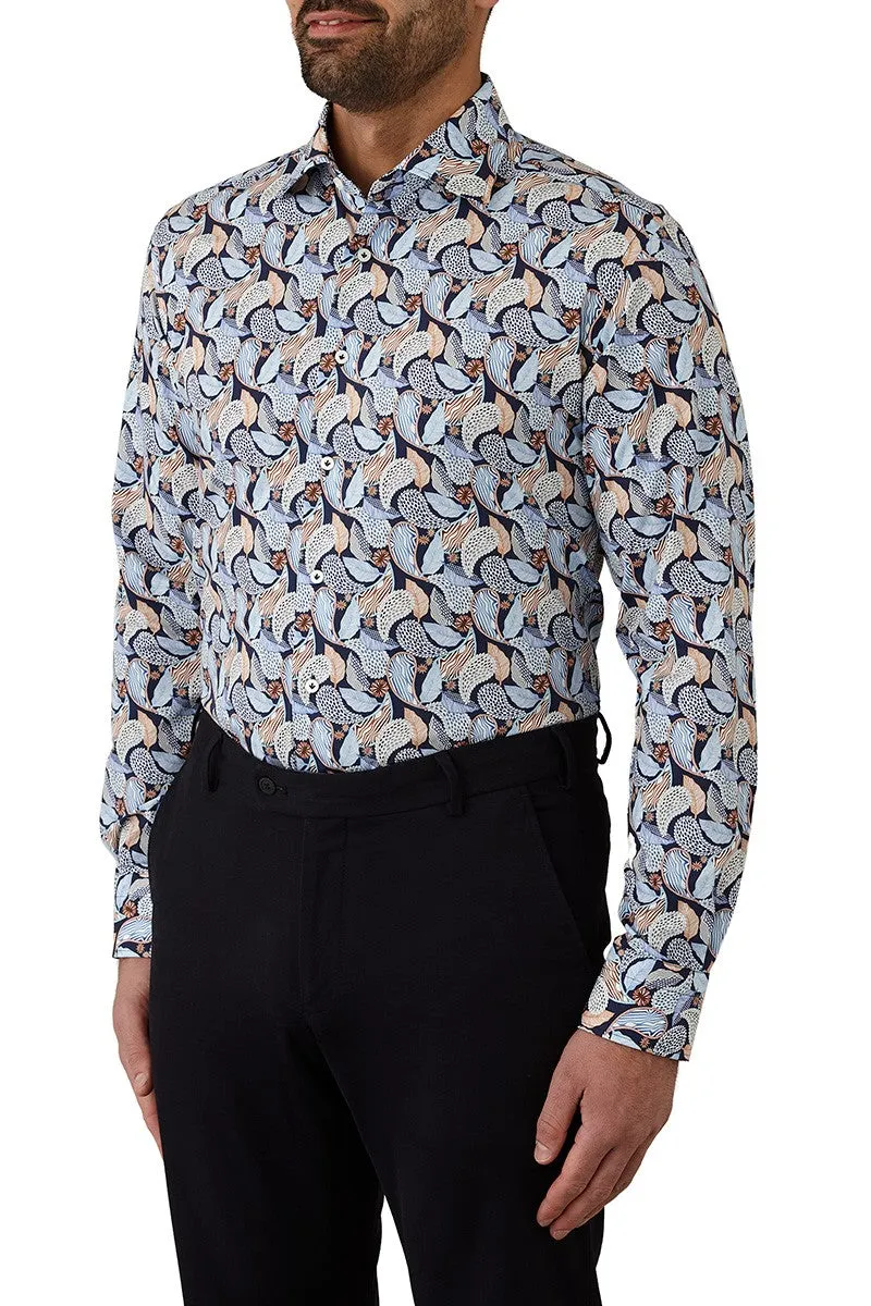 Cambridge Chelsea Shirt- Navy/Tan/Blue Paisley