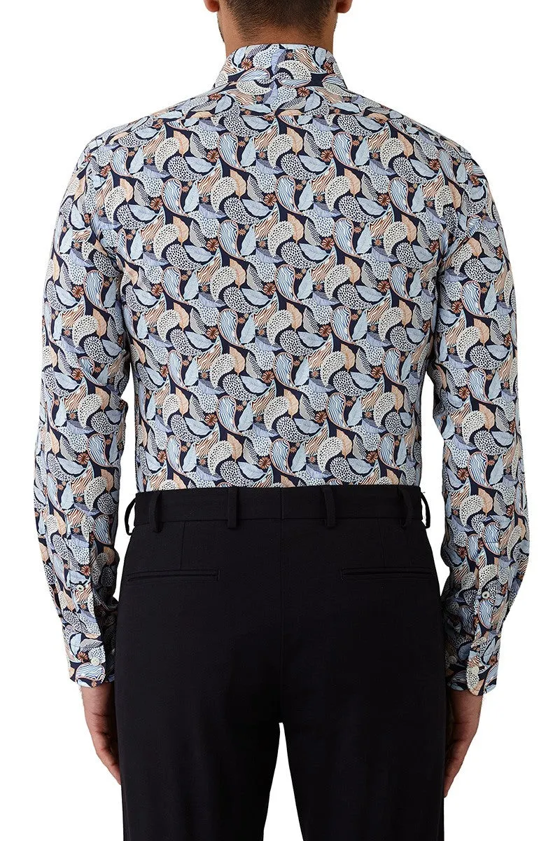 Cambridge Chelsea Shirt- Navy/Tan/Blue Paisley