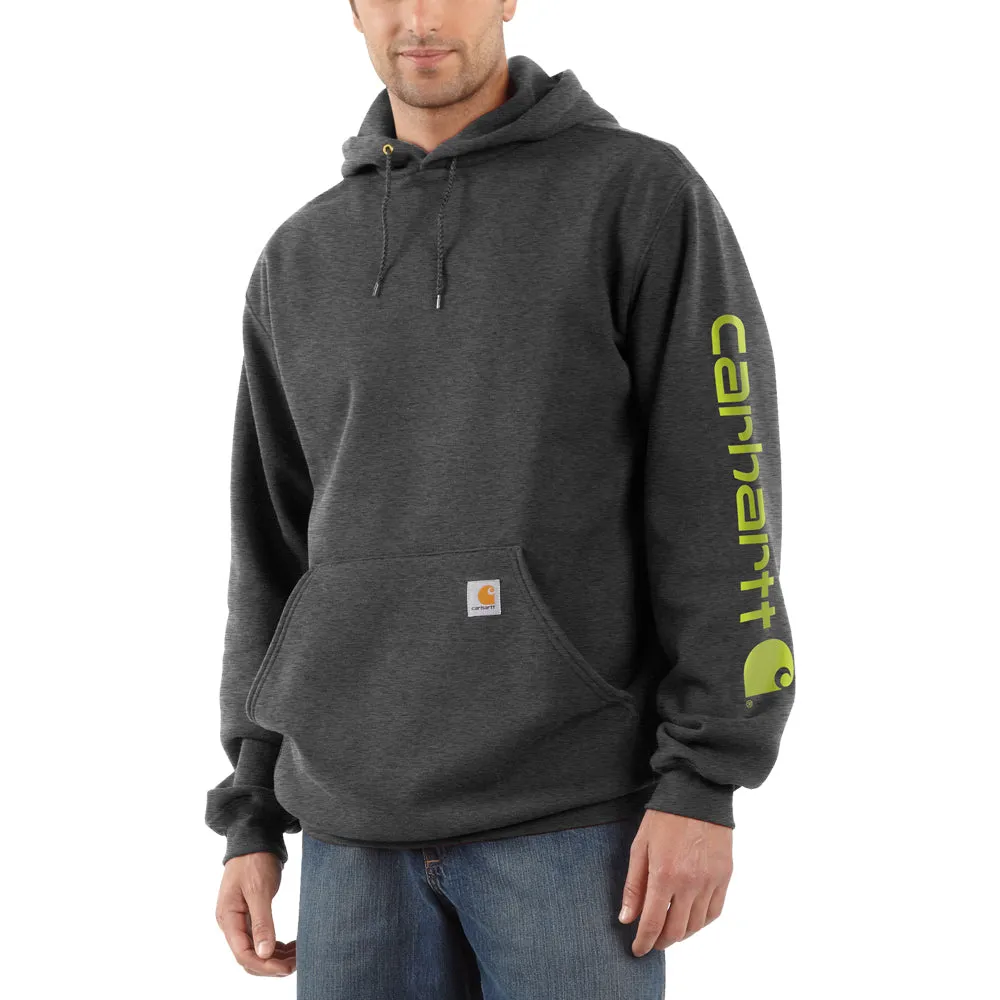 Carhartt Men's Signature Logo Hooded Pullover Sweatshirt_Carbon Heather