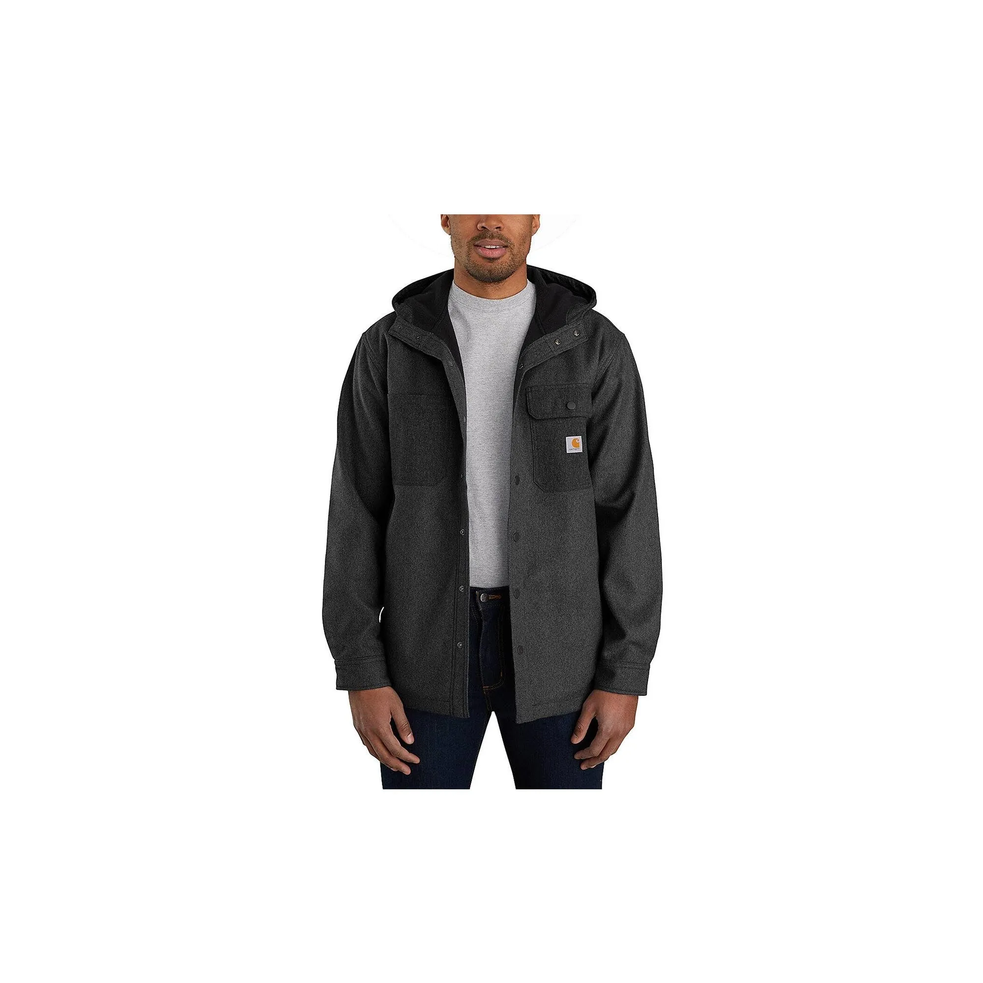 Carhartt Rain Defender Relaxed Fit Heavyweight Hooded Shirt Jac Black Heather