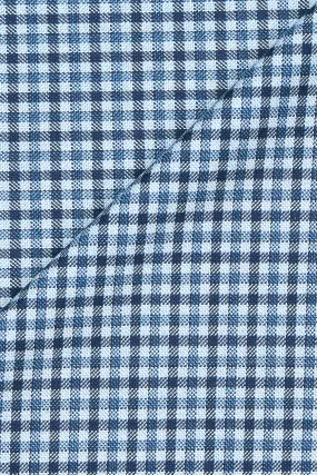 Carlo Barbera Blue Virgin Wool-Silk Check Cloth - 2m