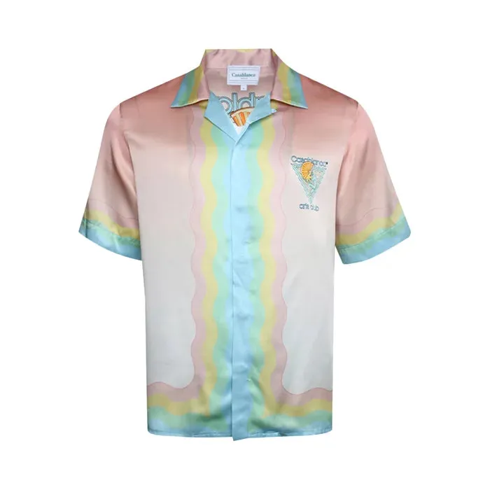 Casablanca Cuban Collar Silk Short Sleeve Shirt 'Arts Club'