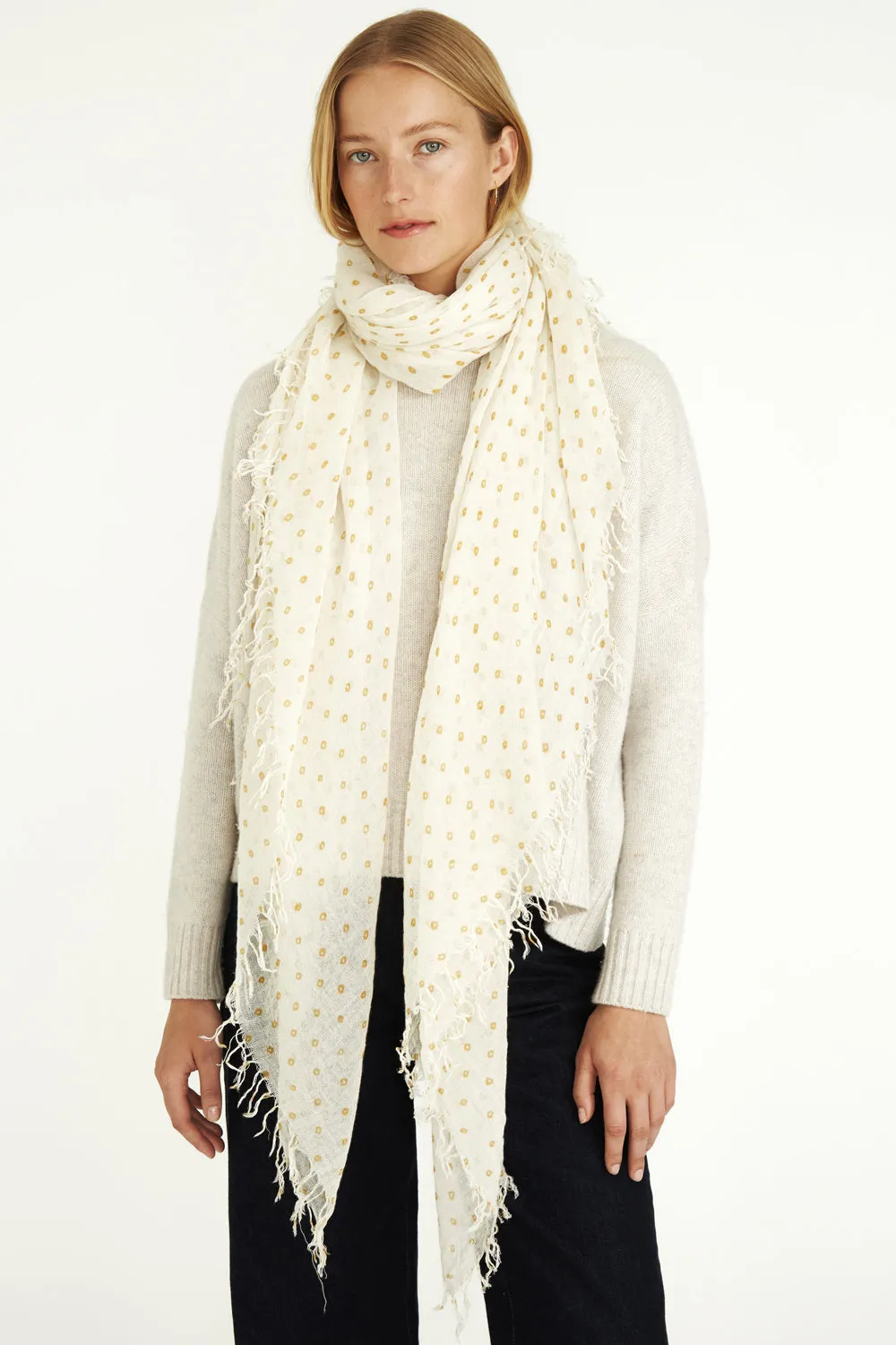 Cashmere and Silk Scarf Honey Dot