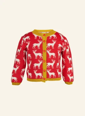 Children's Cardigan - Red Reindeer