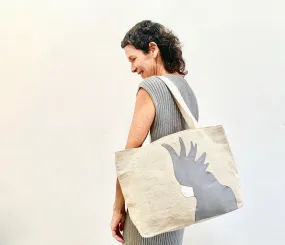 Cockatoo Jute Tote Bag in Grey