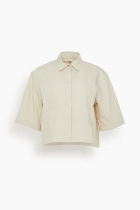 Cropped Cotton-Poplin Shirt in Stone