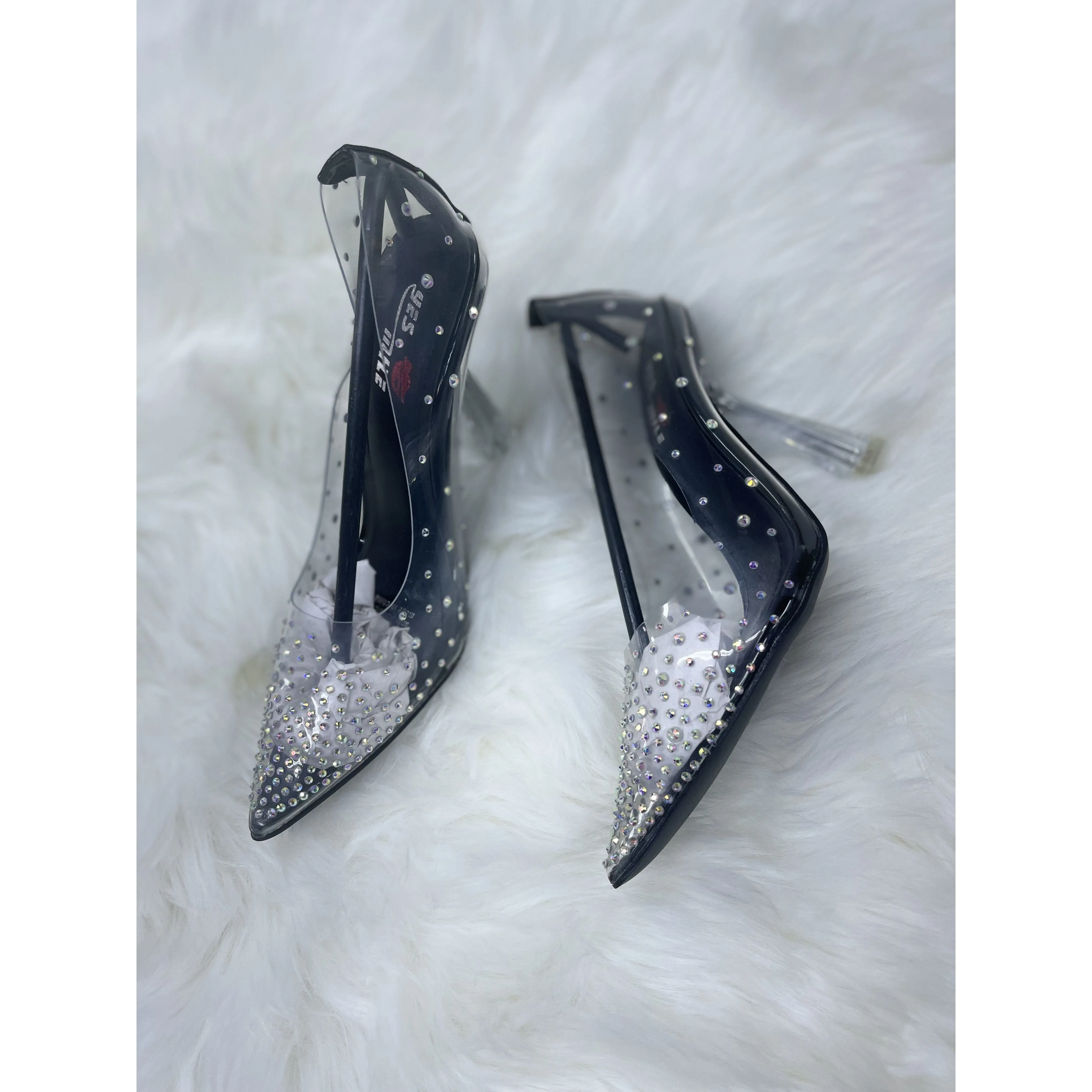 Crystal Rhinestone Transparent PVC Heel