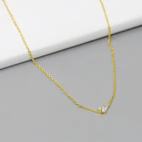 CZ Embellished Chevron Pendant Short Necklace