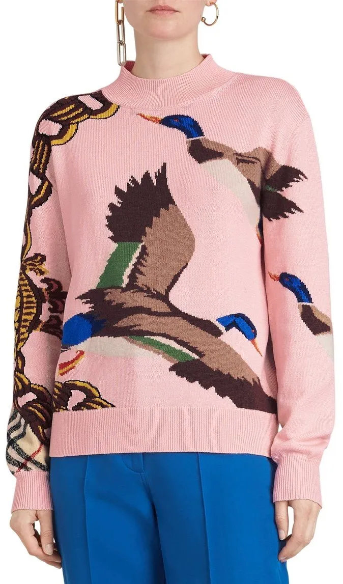 'Deckers' Intarsia Duck Cotton Blend Sweater