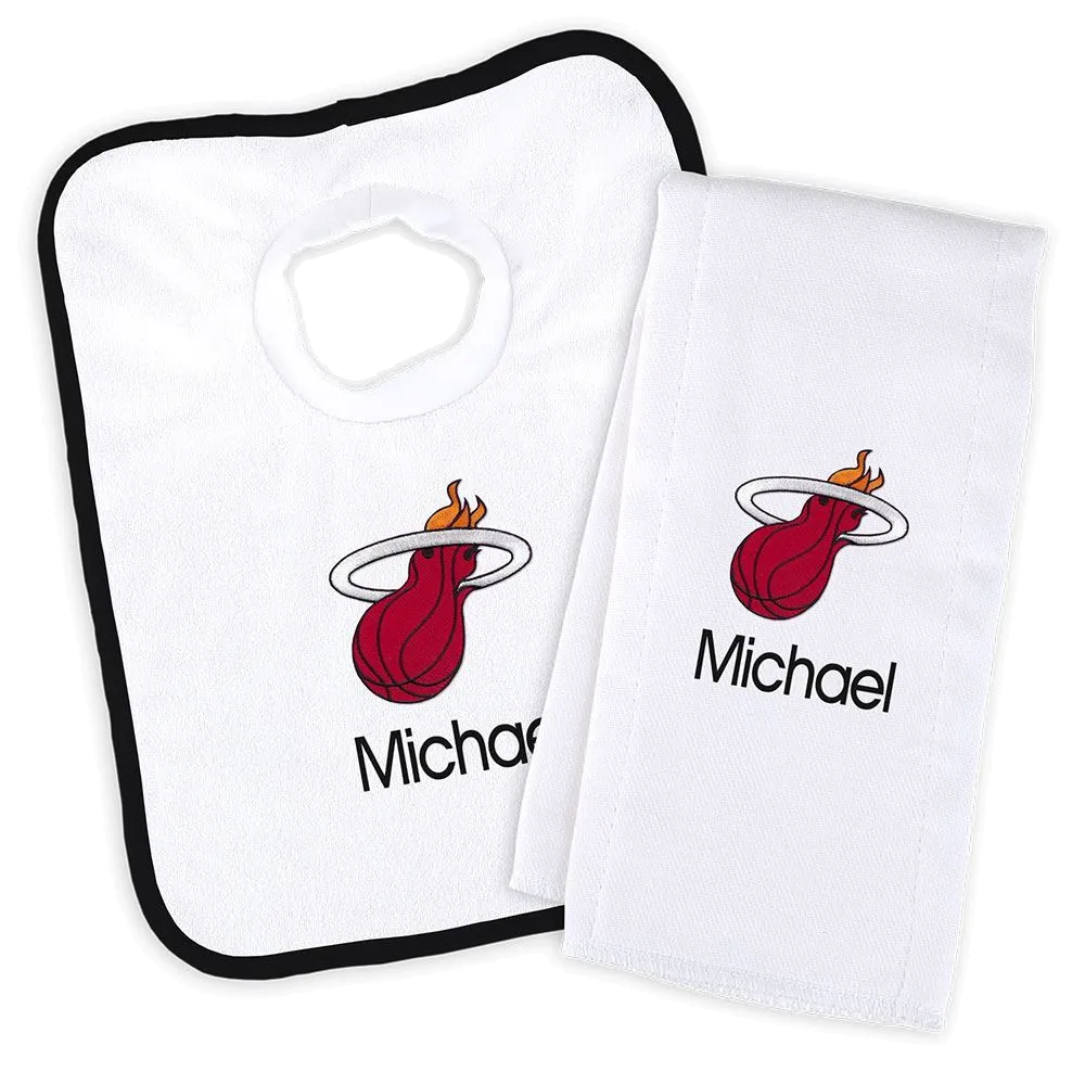 Designs by Chad and Jake Miami HEAT Custom Infant Bib & Cloth set