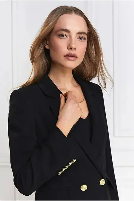 Double Breasted Blazer (Black Linen)