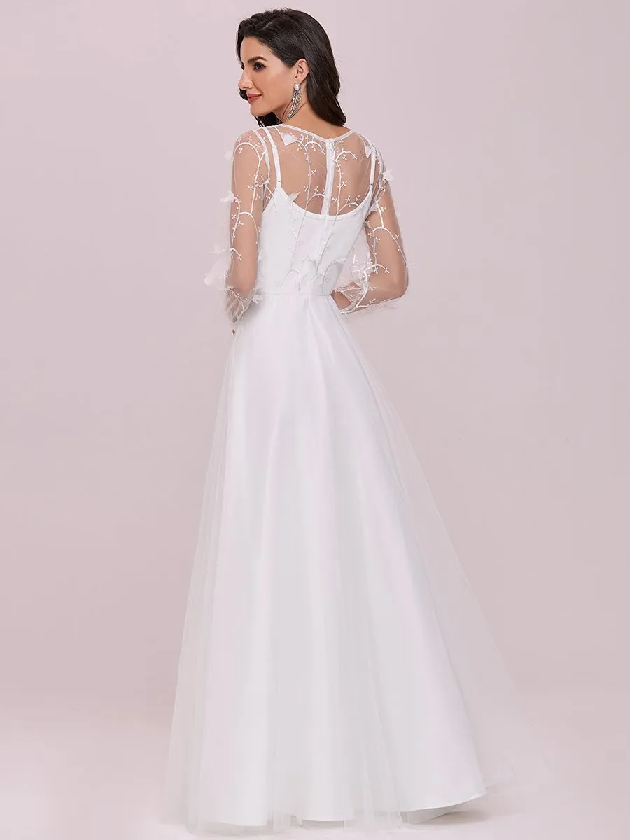 Elegant Wholesale Tulle Wedding Dress with Lace Decoration