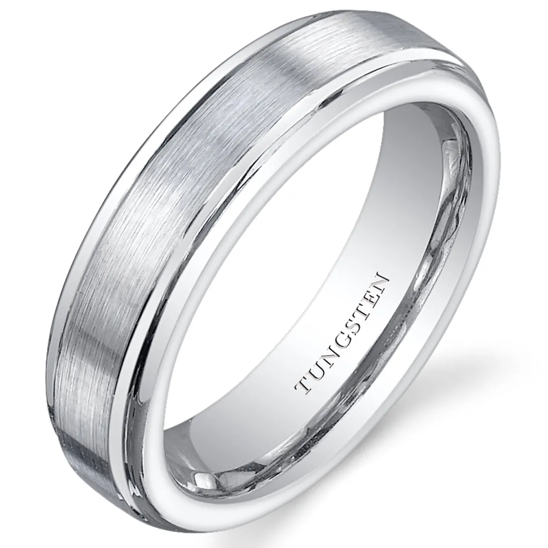 Flat Edge Brushed Finish 5mm Womens Tungsten Band Size 7