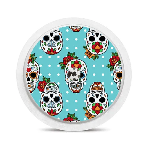 Freestyle Libre 1 & 2 sensor sticker: Blue sugar skulls