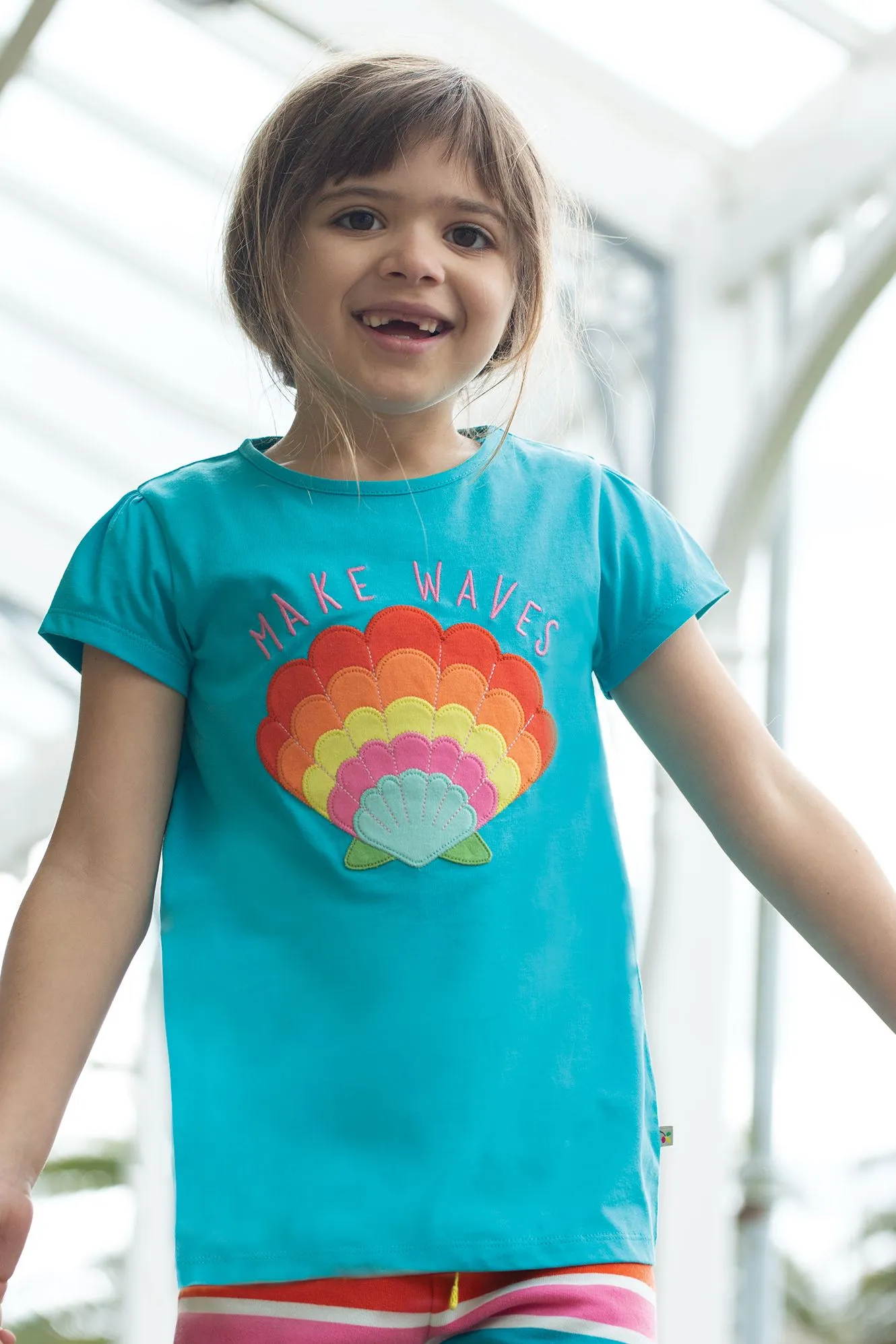 Frugi Tropical Sea Shell Cassia Appliqué T-Shirt